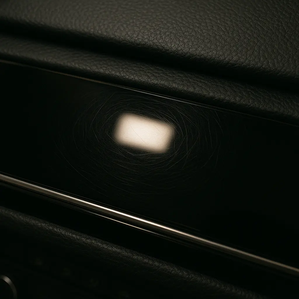 Swirls auf Zierleiste Swirls bzw. kleine feine Kratzer auf einer Zierleiste mit Klavierlack